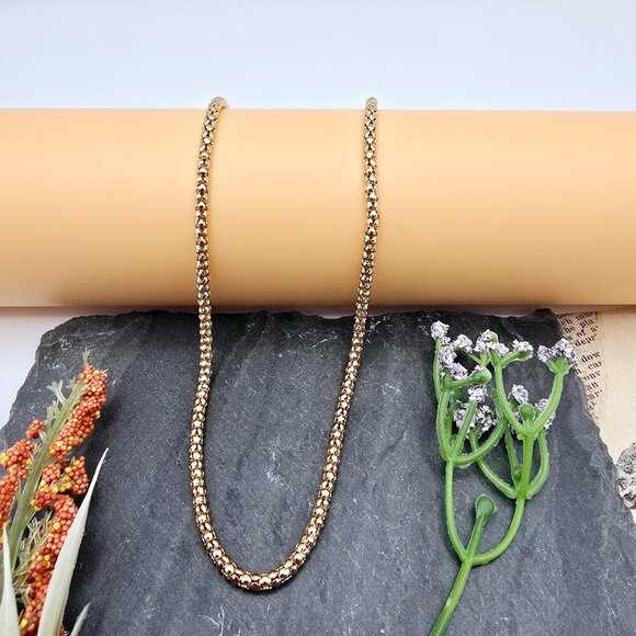 Bold Rose Gold Bead Chain Necklace – 17.7 Inch Luxe Polish Look, XPNL0016 - Picture 9 of 12